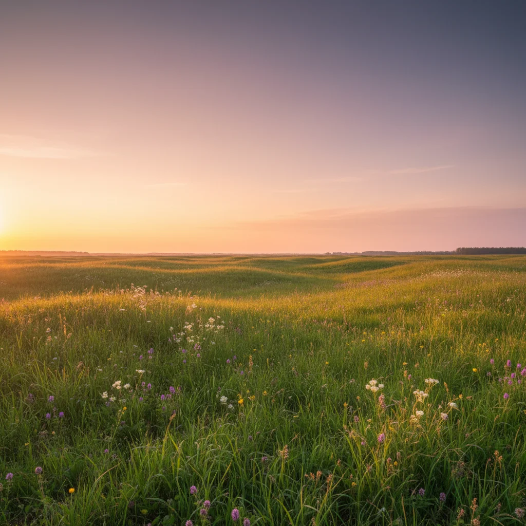Zonnig Nederlands weiland bij gouden uur - actieve leefstijl